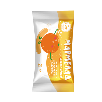 Мармелад двухслойный со вкусами апельсина и пломбира 21 г